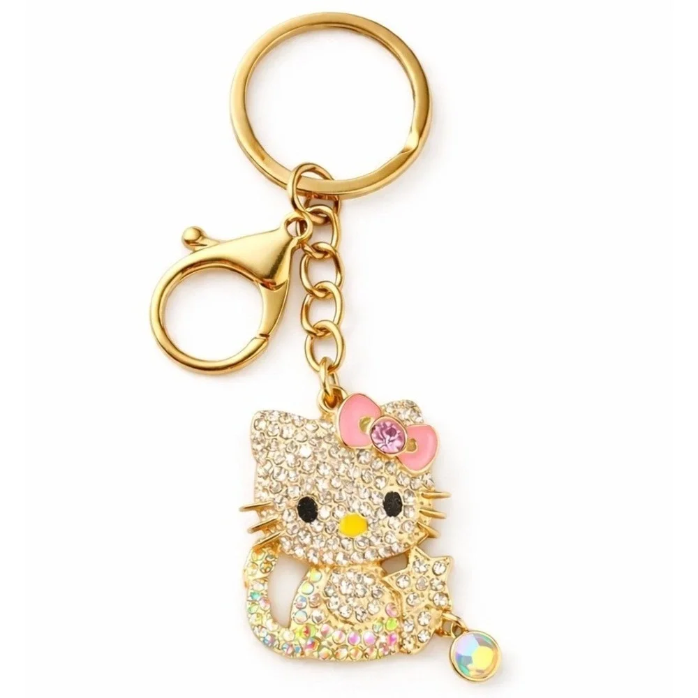 Hello Kitty Iridescent Bling Rhinestone Keychain Bag Purse Charm Backpack 4